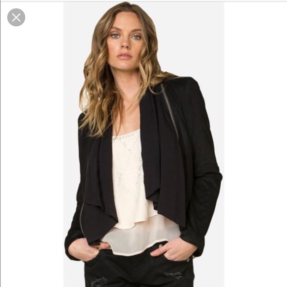 Miss Me Jackets & Blazers - Miss Me Zip Detail Open Front Moto Jacket S Black